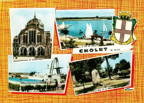 AK / Ansichtskarte Cholet Basilique du Sacre Coeur Piscine Lac de Ribou Le Mail et le Menhir Monument Cholet