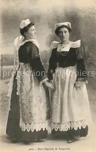AK / Ansichtskarte Rosporden Deux elegantes Jeunes Filles Costumes Trachten Rosporden