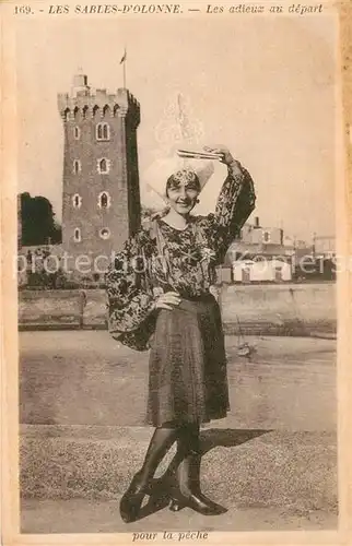 AK / Ansichtskarte Les_Sables d_Olonne Les adieux au depart pour la peche Jeune Fille Costumes Trachten Les_Sables d_Olonne