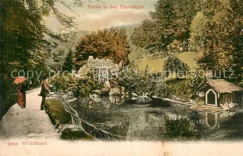 AK / Ansichtskarte Bad_Wildbad Partie in den Enzanlagen Park Schwanenteich Bad_Wildbad