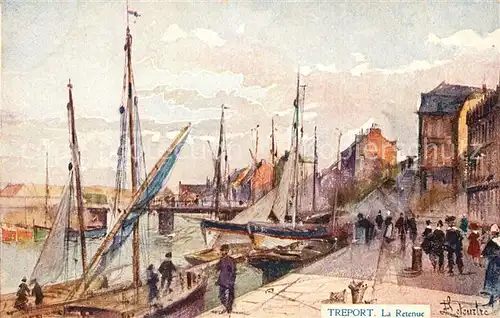 AK / Ansichtskarte Le_Treport La Retenue Dessin Kuenstlerkarte Le_Treport