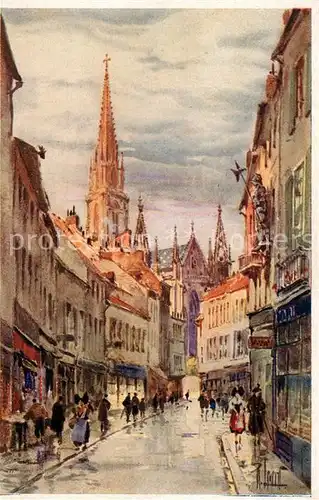 AK / Ansichtskarte Mulhouse_Muehlhausen Rue Henriette Dessin Kuenstlerkarte Mulhouse Muehlhausen