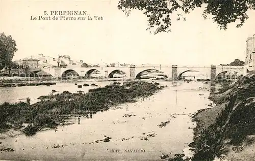 AK / Ansichtskarte Perpignan Pont de Pierre sur la Tet Perpignan