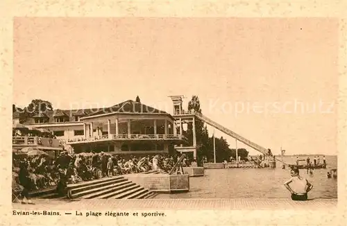 AK / Ansichtskarte Evian les Bains_Haute_Savoie La plage elegante et sportive Evian les Bains_Haute