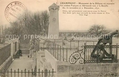 AK / Ansichtskarte Champigny sur Marne Monument de la Defense Champigny sur Marne