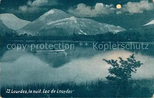 AK / Ansichtskarte Lourdes_Hautes_Pyrenees Lac de Lourdes la nuit au clair de lune Lourdes_Hautes_Pyrenees