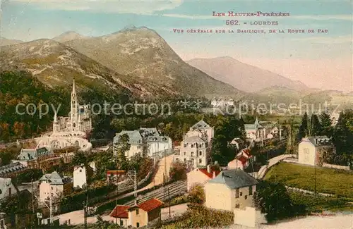 AK / Ansichtskarte Lourdes_Hautes_Pyrenees Basilique vue de la route de Pau Lourdes_Hautes_Pyrenees