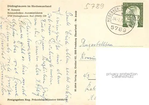 AK / Ansichtskarte Duedinghausen_Medebach Fliegeraufnahme Duedinghausen Medebach