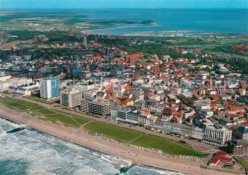 AK / Ansichtskarte Norderney_Nordseebad Fliegeraufnahme Kaiserstrasse Strandpromenade Norderney_Nordseebad