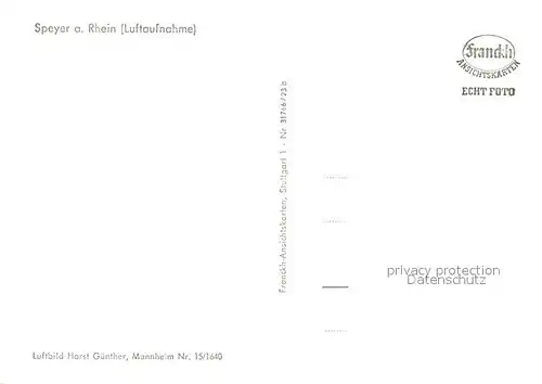AK / Ansichtskarte Speyer_Rhein Fliegeraufnahme Speyer Rhein