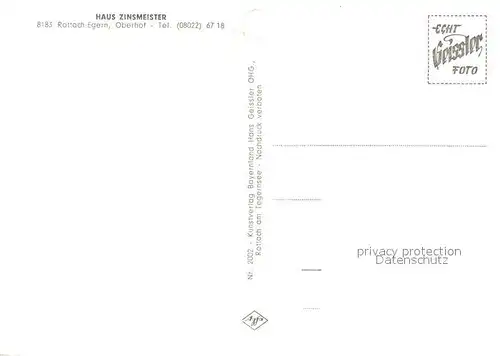 AK / Ansichtskarte Rottach Egern Haus Zinsmeister Rottach Egern