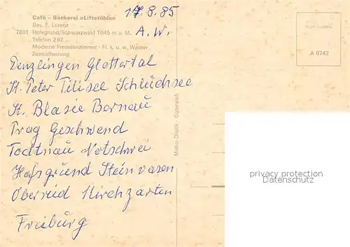 AK / Ansichtskarte Hofsgrund Cafe Baeckerei Liftstueble Hofsgrund