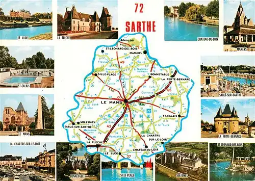 AK / Ansichtskarte Sarthe_La (Departm.) Le Lude La Fleche Chateau du Loire St Calais Le Mans Mamers Sable sur Sarthe La Ferte Bernard La Chartre sur le Loire Bonnetable Sille Plage Solesmes St Leonard des Bois Sarthe_La (Departm.)