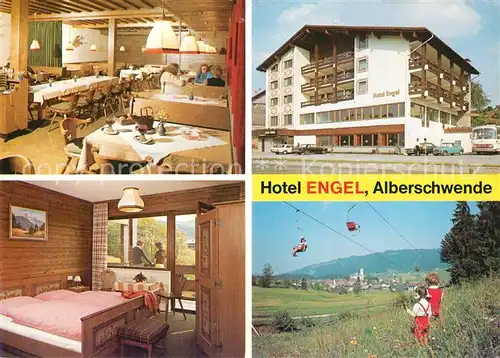 AK / Ansichtskarte Alberschwende Hotel Engel Gastraum Gaestezimmer Sessellift Alberschwende