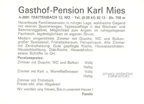 AK / Ansichtskarte Trattenbach Gasthof Pension Mies Speisesaal Gaststube Trattenbach