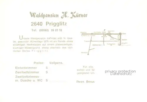 AK / Ansichtskarte Prigglitz Waldpension Kuerner Panorama Garten Gastraum Prigglitz