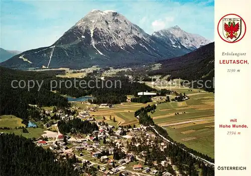 AK / Ansichtskarte Leutasch Fliegeraufnahme mit Hohe Munde Sessellift zur Rauthuette Leutasch