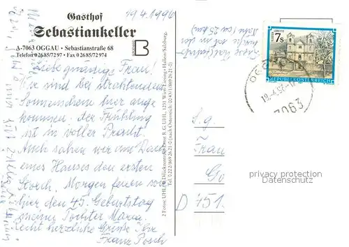 AK / Ansichtskarte Oggau_Neusiedler_See Gasthof Sebastiankeller Gaststube Oggau_Neusiedler_See