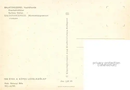 AK / Ansichtskarte Balatonszemes Eisenbahnstation Balatonszemes