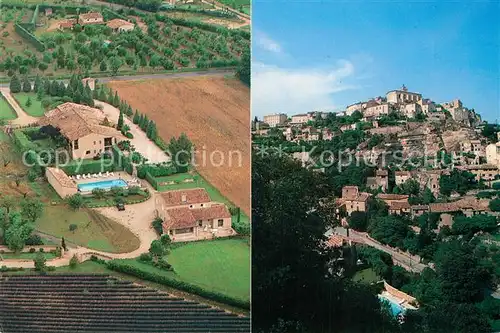 AK / Ansichtskarte Gordes Hotel Restaurant Carcarille Fliegeraufnahme Gordes