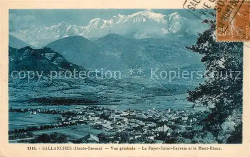 AK / Ansichtskarte Sallanches Vue generale Le Fayet Saint Gervais et le Mont Blanc Sallanches