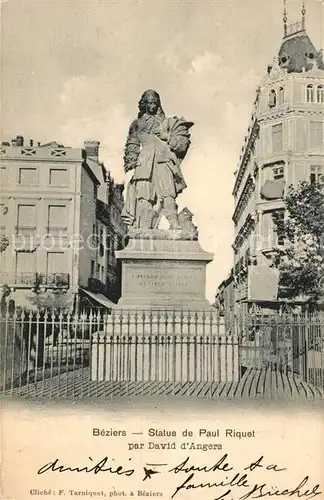 AK / Ansichtskarte Beziers Monument Statue de Paul Riquet par David d Angers Beziers