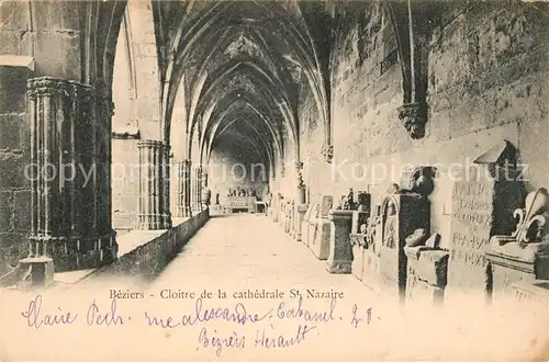 AK / Ansichtskarte Beziers Cloitre de la cathedrale Saint Nazaire Kloster Beziers
