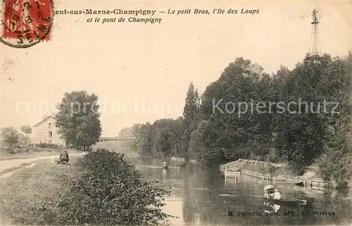 AK / Ansichtskarte Nogent sur Marne Petit Bras Ile des Loups et le pont de Champigny Nogent sur Marne