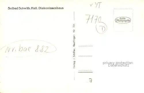 AK / Ansichtskarte Schwaebisch_Hall Solbad Diakonissenhaus Schwaebisch Hall
