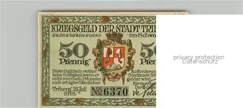 AK / Ansichtskarte Triberg_Schwarzwald 50 Pfennig Wappen Kriegsgeld Triberg Schwarzwald