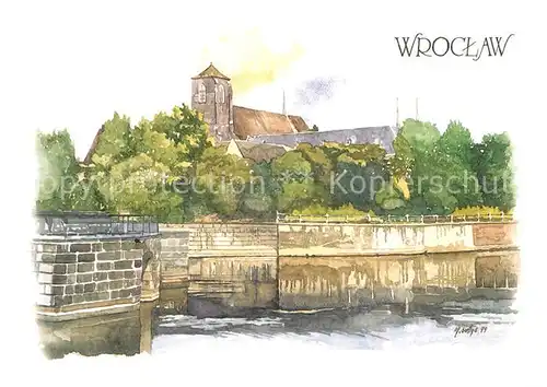 AK / Ansichtskarte Wroclaw Kosciol na Piasku Kirche auf dem Sande Kuenstlerkarte Wroclaw