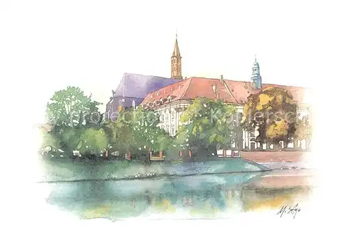 AK / Ansichtskarte Wroclaw Widok na budynek filologii Uniwrsytetu Wroclawskiego Universtitaet Kuenstlerkarte Wroclaw