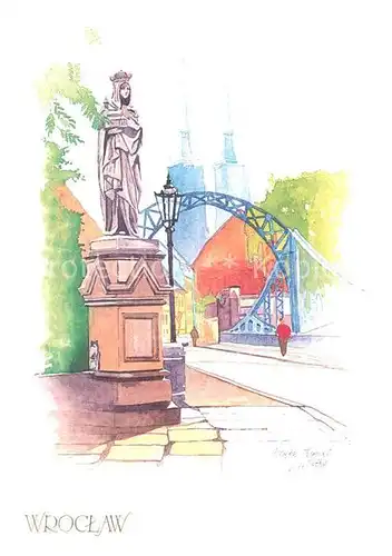 AK / Ansichtskarte Wroclaw Most Tumski Dombruecke Kuenstlerkarte Wroclaw