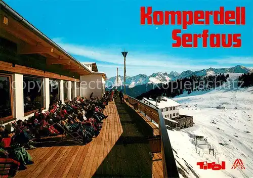AK / Ansichtskarte Serfaus_Tirol Skigebiet Komperdell Bergrestaurant Sonnenterrasse Fernsicht Alpenpanorama Serfaus Tirol