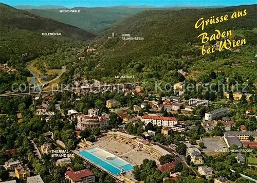 AK / Ansichtskarte Baden_Wien Heilbad Kurstadt Kongressstadt Thermalbad Fliegeraufnahme Baden_Wien