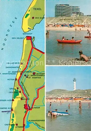 AK / Ansichtskarte Egmond_aan_Zee Hotel Strand Leuchtturm Landkarte Nordsee Egmond_aan_Zee