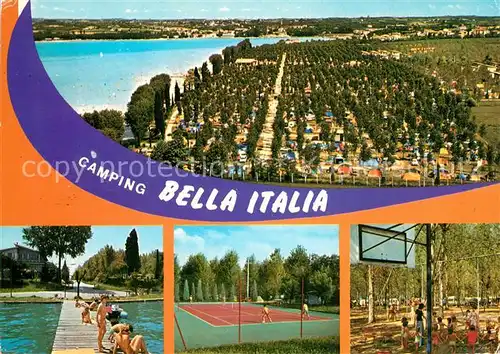 AK / Ansichtskarte Peschiera_del_Garda Camping Bella Italia Strand Badesteg Tennisplatz Kinderspielplatz Gardasee Peschiera_del_Garda