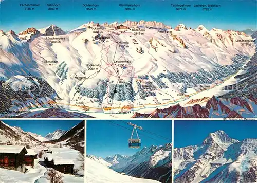 AK / Ansichtskarte Loetschental Skigebiet Lauchneralp Bergbahn Alpenpanorama Loetschental