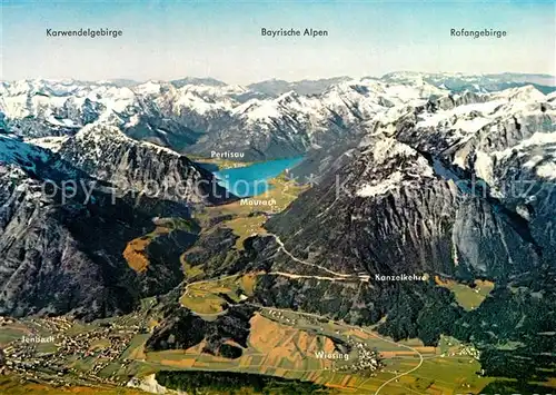 AK / Ansichtskarte Maurach_Achensee Achenseegebiet Karwendelgebirge Bayerische Alpen Rofangebirge Fliegeraufnahme Maurach Achensee