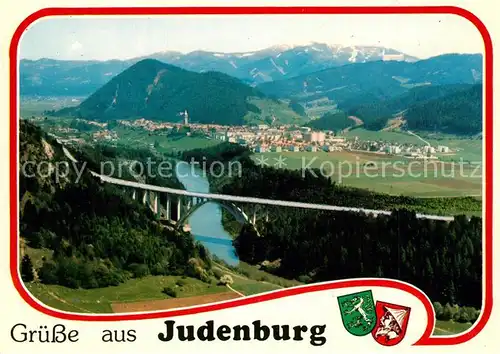 AK / Ansichtskarte Judenburg_Steiermark mit Umfahrung Bruecke Alpenpanorama Fliegeraufnahme Judenburg_Steiermark