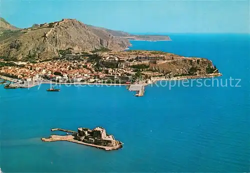 AK / Ansichtskarte Nauplia_Nauplion mit Burzi Insel Kueste Fliegeraufnahme Nauplia Nauplion