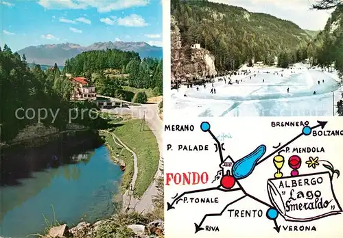 AK / Ansichtskarte Fondo_Trentino Albergo Lago Smeraldo Wintersport Eislaufbahn Fondo Trentino