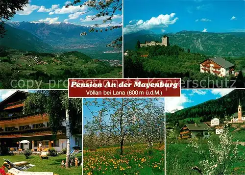AK / Ansichtskarte Voellan_Lana Pension An der Mayenburg Landschaftspanorama Etschtal Alpen Baumbluete Voellan_Lana