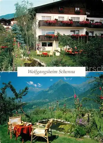 AK / Ansichtskarte Schenna_Meran Wolfgangsheim Gaestehaus Pension Garten Landschaftspanorama Alpen Schenna Meran