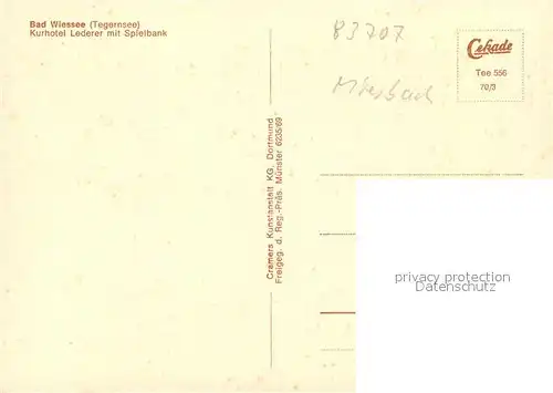 AK / Ansichtskarte Bad_Wiessee Fliegeraufnahme Kurhotel Lederer Spielbank Bad_Wiessee