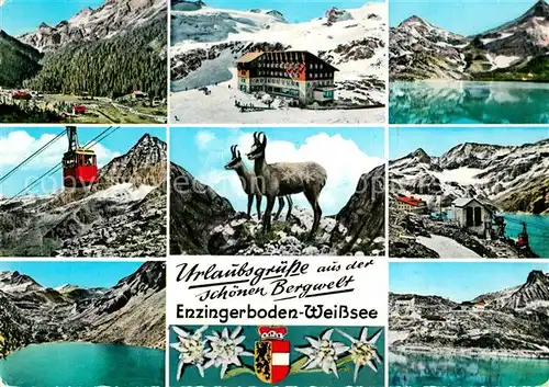 AK / Ansichtskarte Zell_See Enzingerboden Weisssee Bergsee Berghaus Bergbahn Gemsen Edelweis Gebirgspanorama Alpen Zell_See