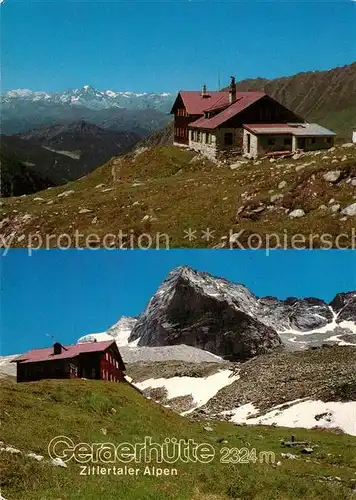 AK / Ansichtskarte Geraerhuette Berghuette Stubaier Alpen Habicht Olperer Gebirgspanorama Geraerhuette