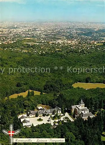 AK / Ansichtskarte Wien Hermesvilla Jagdschloss im Wienerwald Fliegeraufnahme Wien
