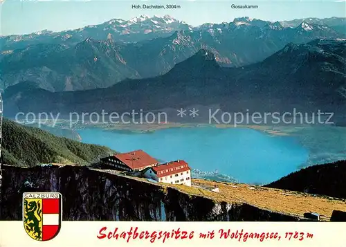 AK / Ansichtskarte St_Wolfgang_Salzkammergut Schafbergspitze mit Wolfgangsee Hoher Dachstein Gosaukamm Alpenpanorama St_Wolfgang_Salzkammergut