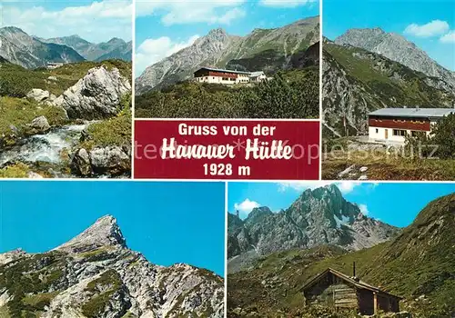 AK / Ansichtskarte Hanauer Huette Berghaus Gebirgspanorama Alpen Hanauer Huette